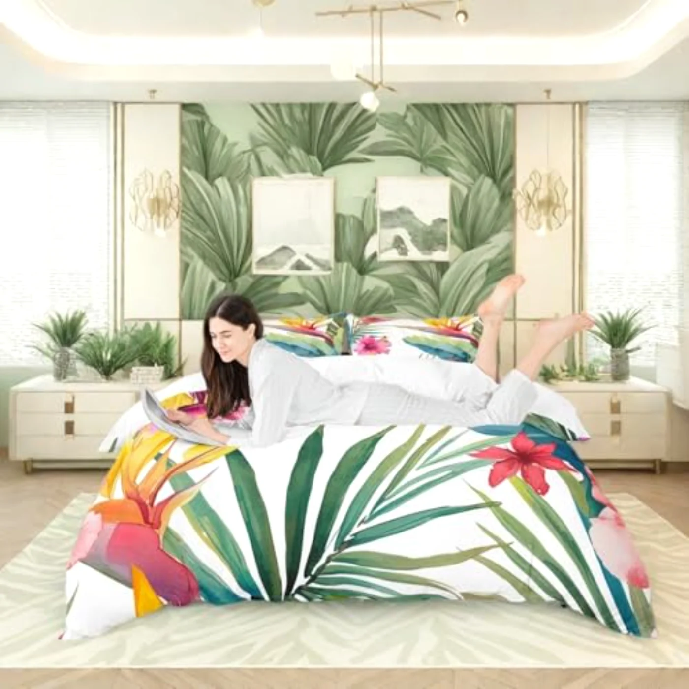 Tropical Tree Plant Zipper Closure Duvet (ZZ2L)
