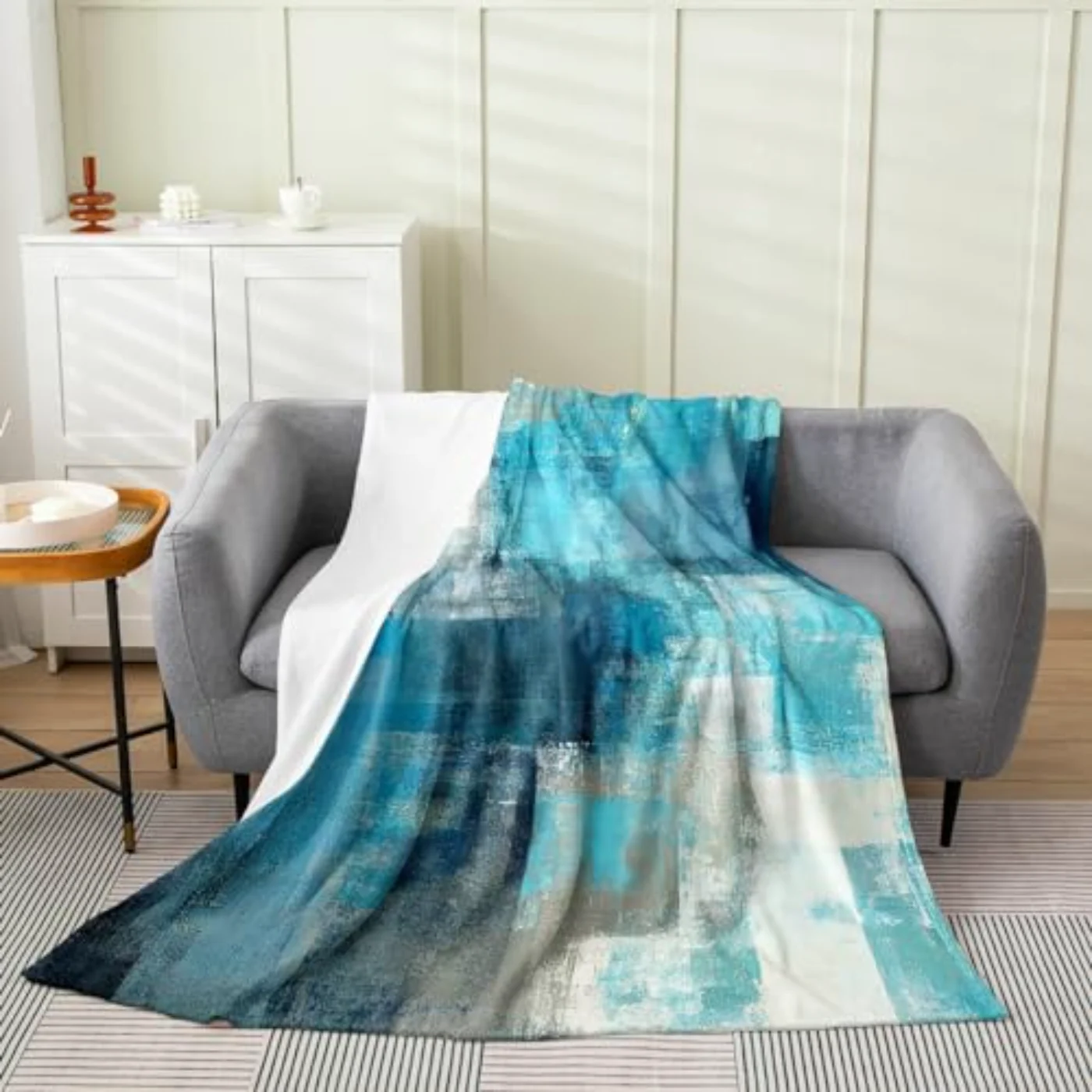 Turquoise Grey Blanket Youth Adult Throw