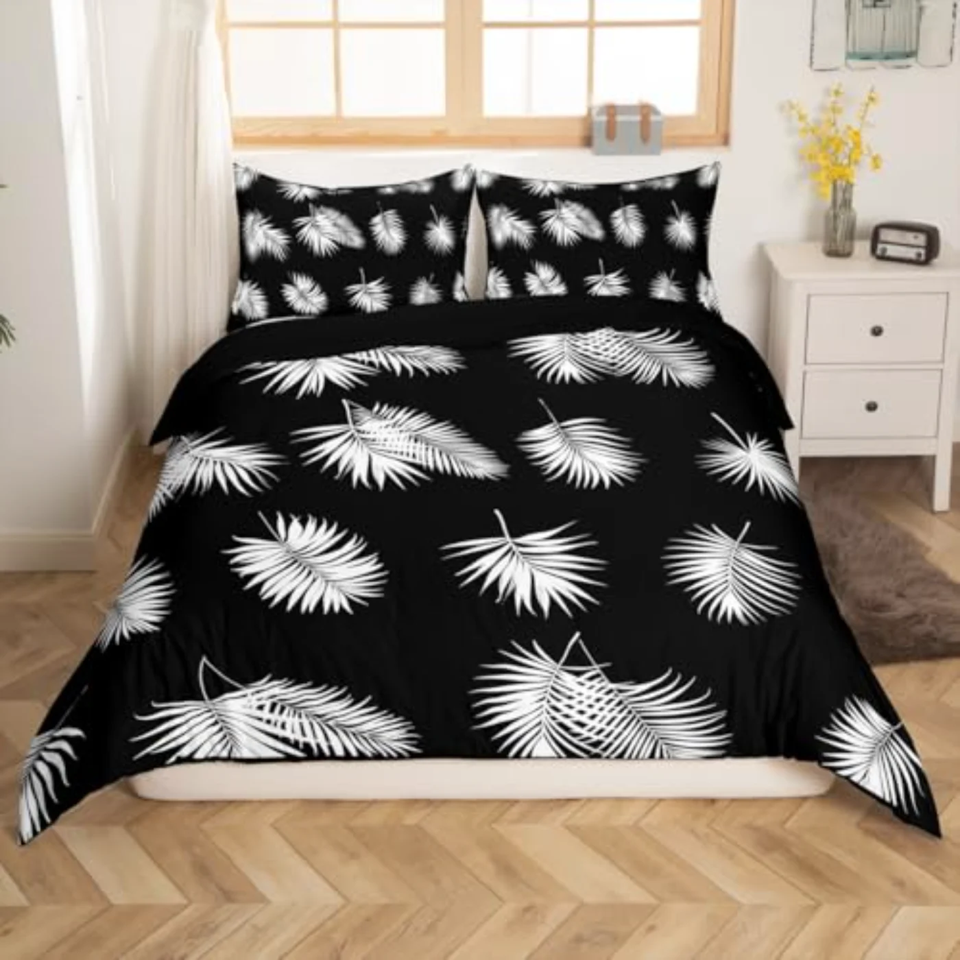 Leaves Decorative Leaf Print Botanical Duvet Cover, Queen