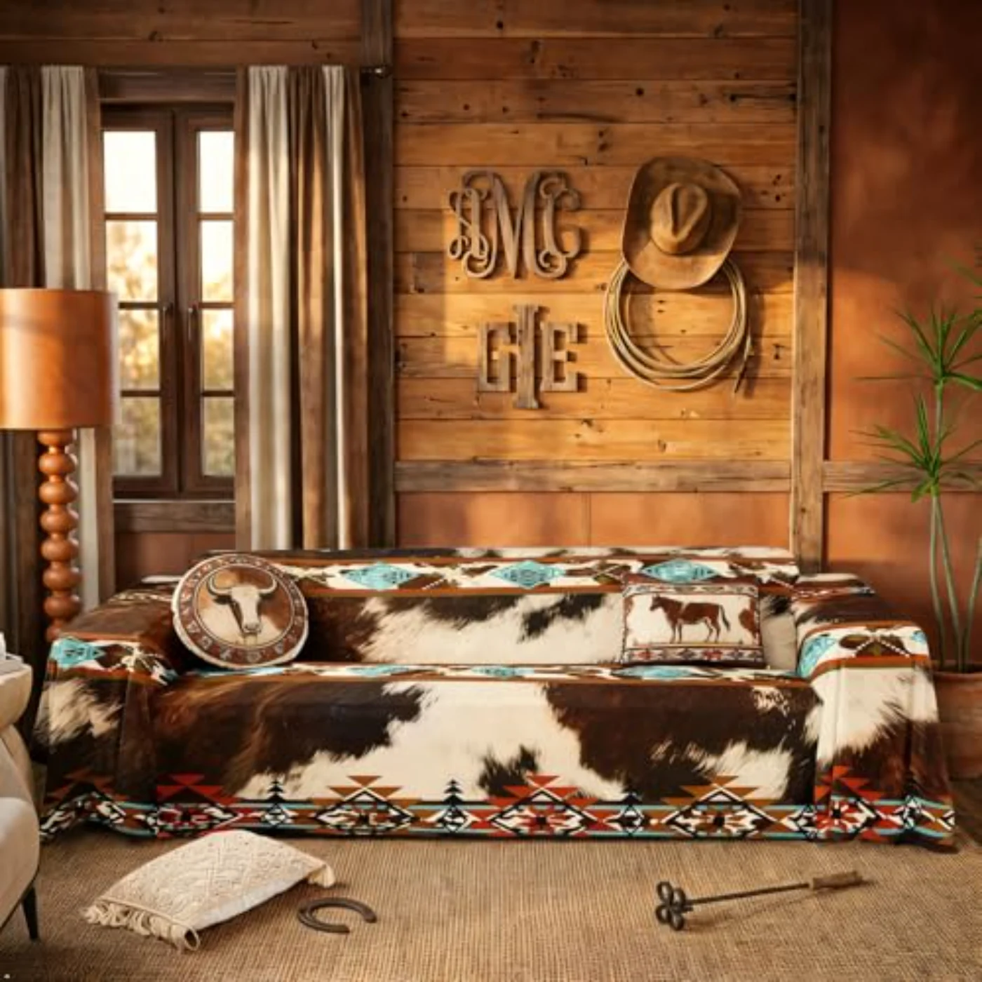 Western Cowhide Sofa Slipcover Brown Comforter Set