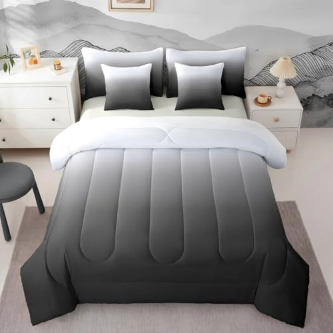 Grey Black Ombre Gray White, Grey & Slate (X4PV)