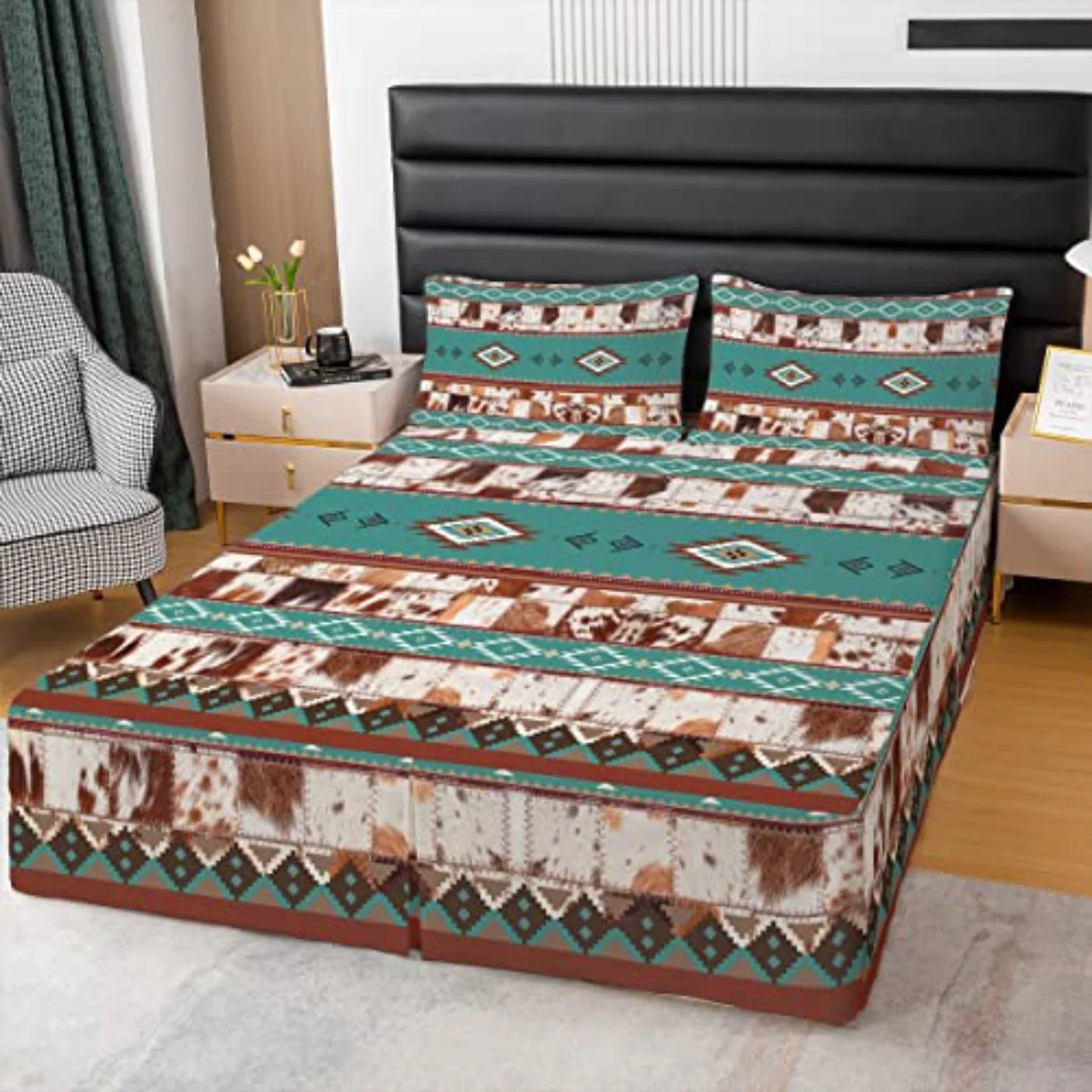 Cowhide Skirt Western Skirts Comforter Set, King
