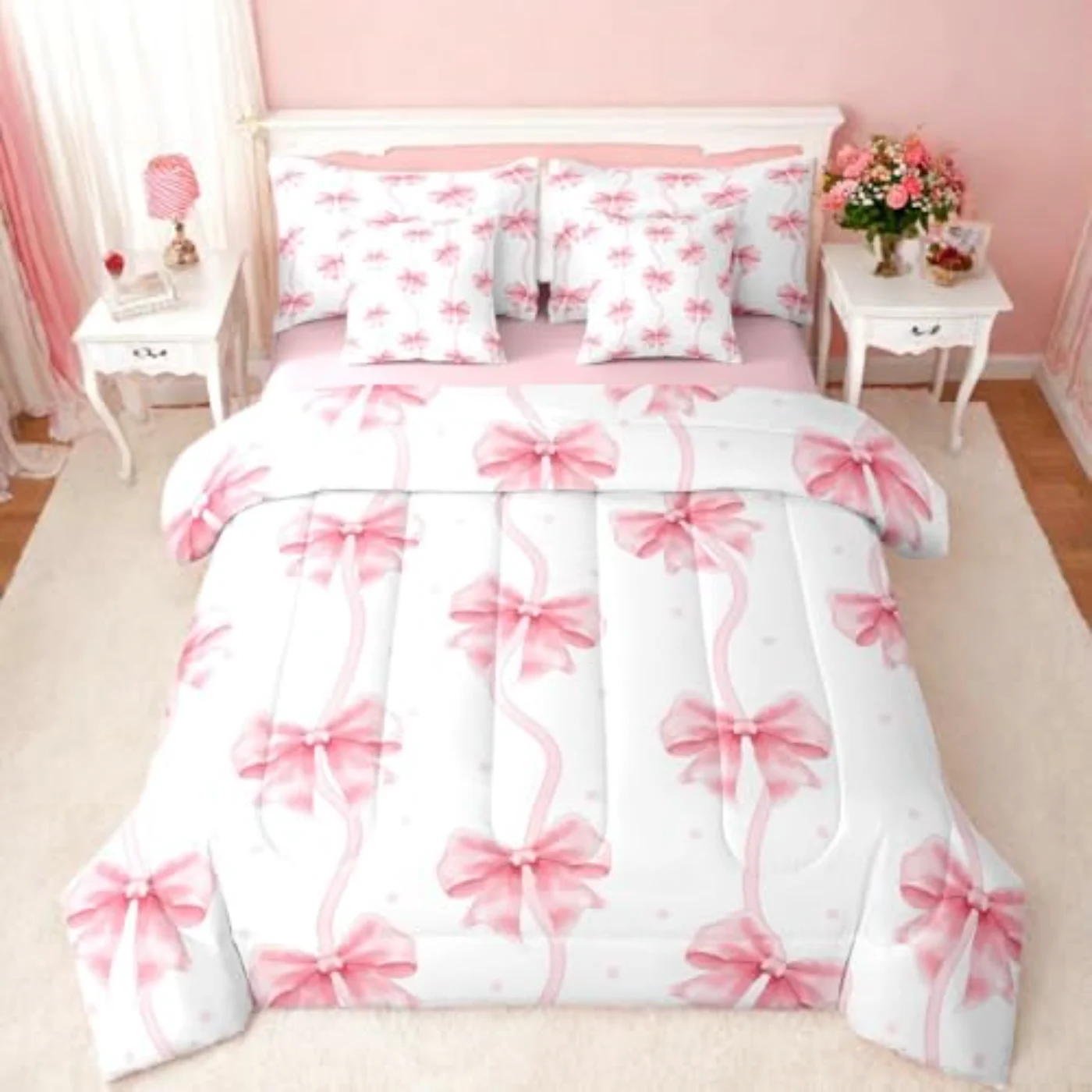 Pink Bow In Bag Comforter Set, Twin