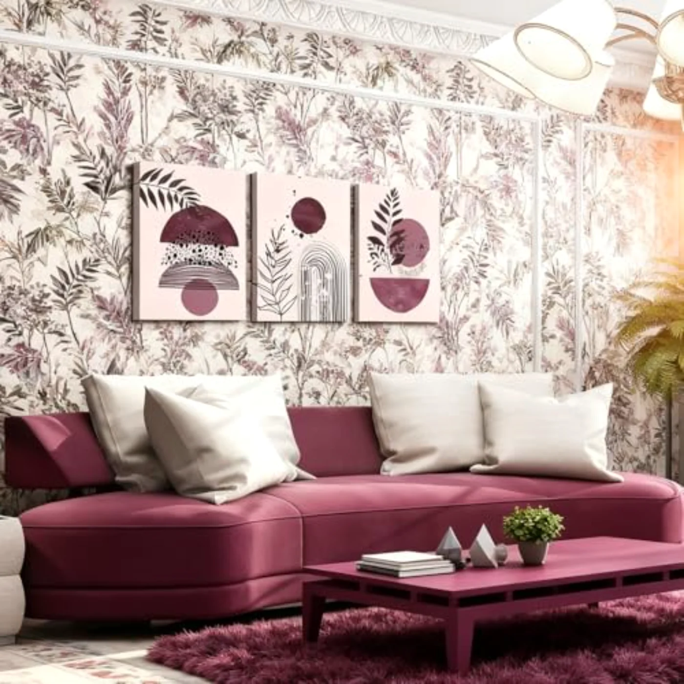 Geometric Canvas Wall Art Wall, Purple & Lilac