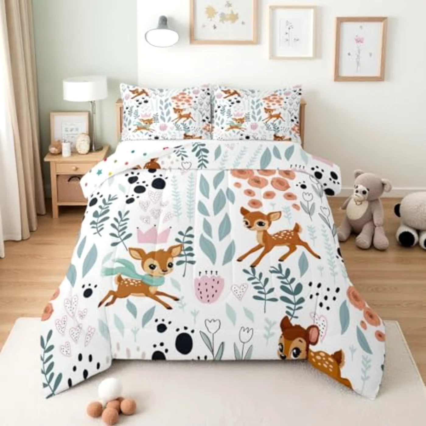 Kawaii Deer Comforter Set, Twin