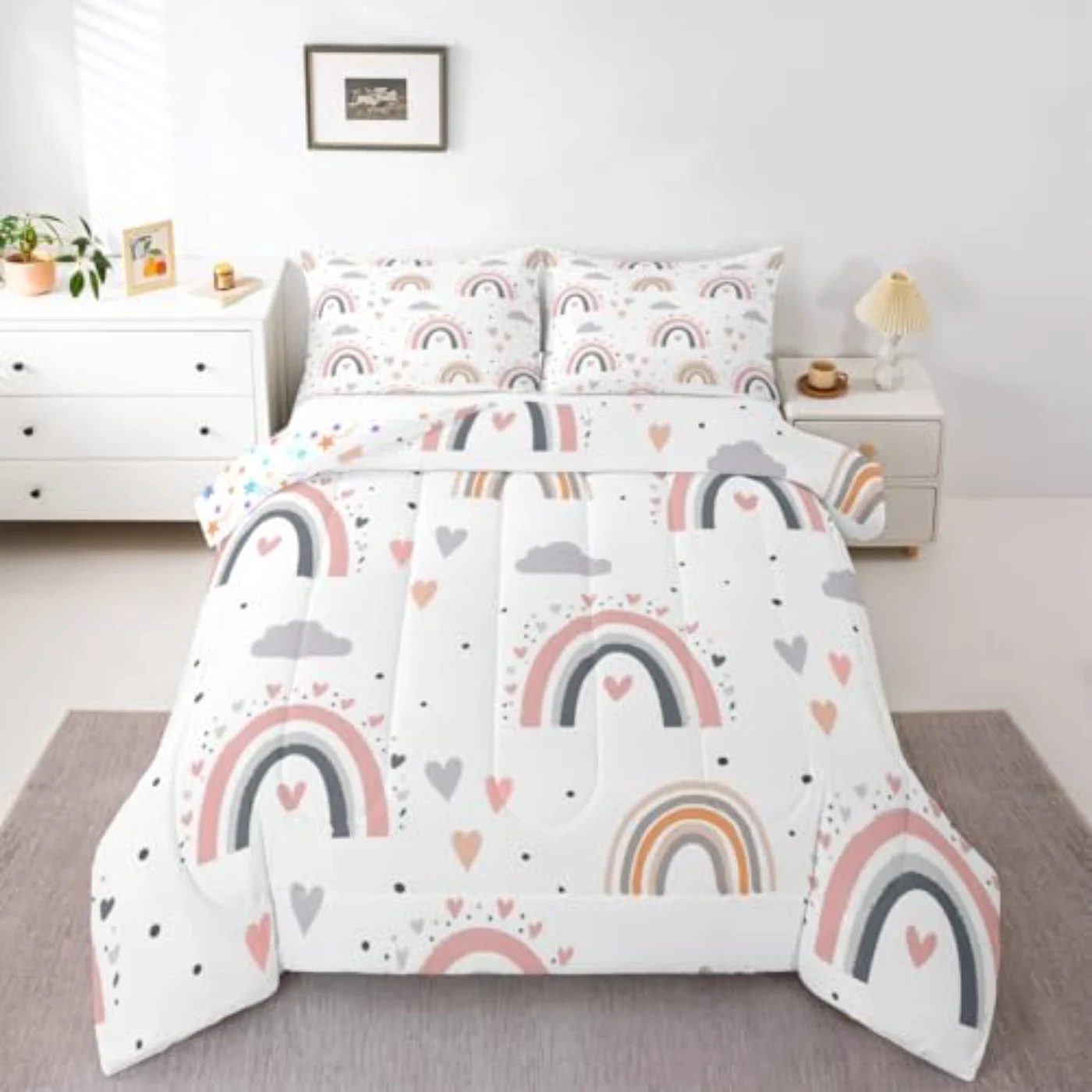 Rainbow Girls Comforter Set, Twin