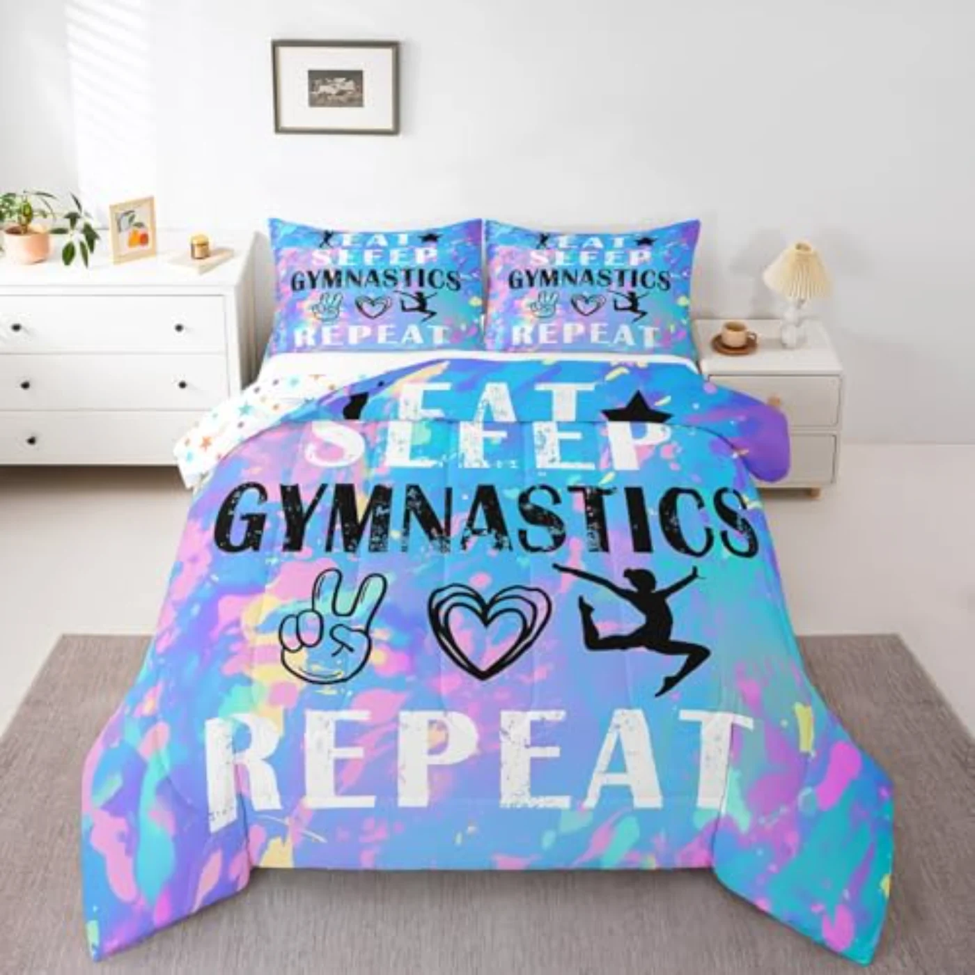 Gymnastics Gymnastics Gifts Kids Girls Quilt, Twin