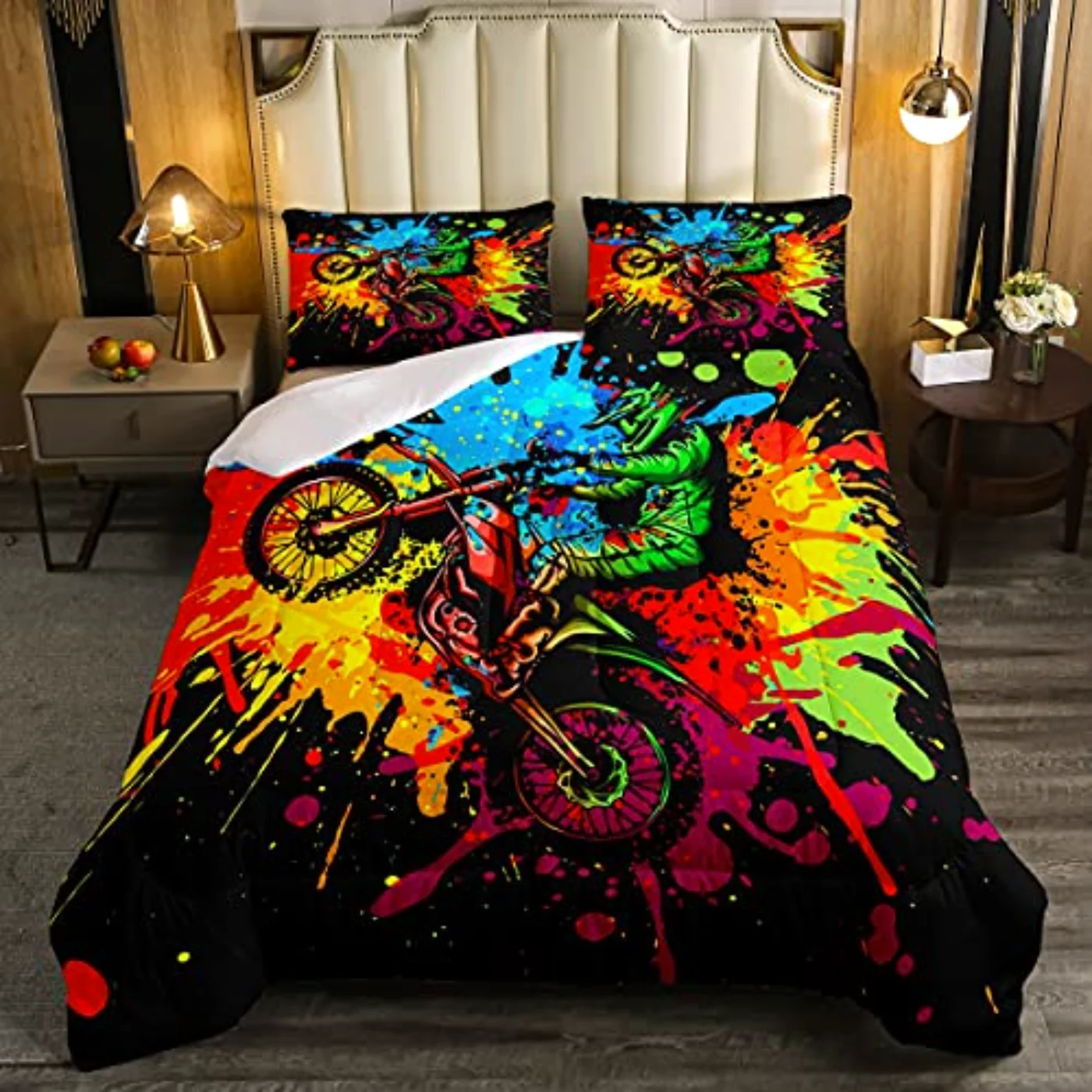 Motocross Boys Girls Motorcycle Racer Comforter Set, Twin