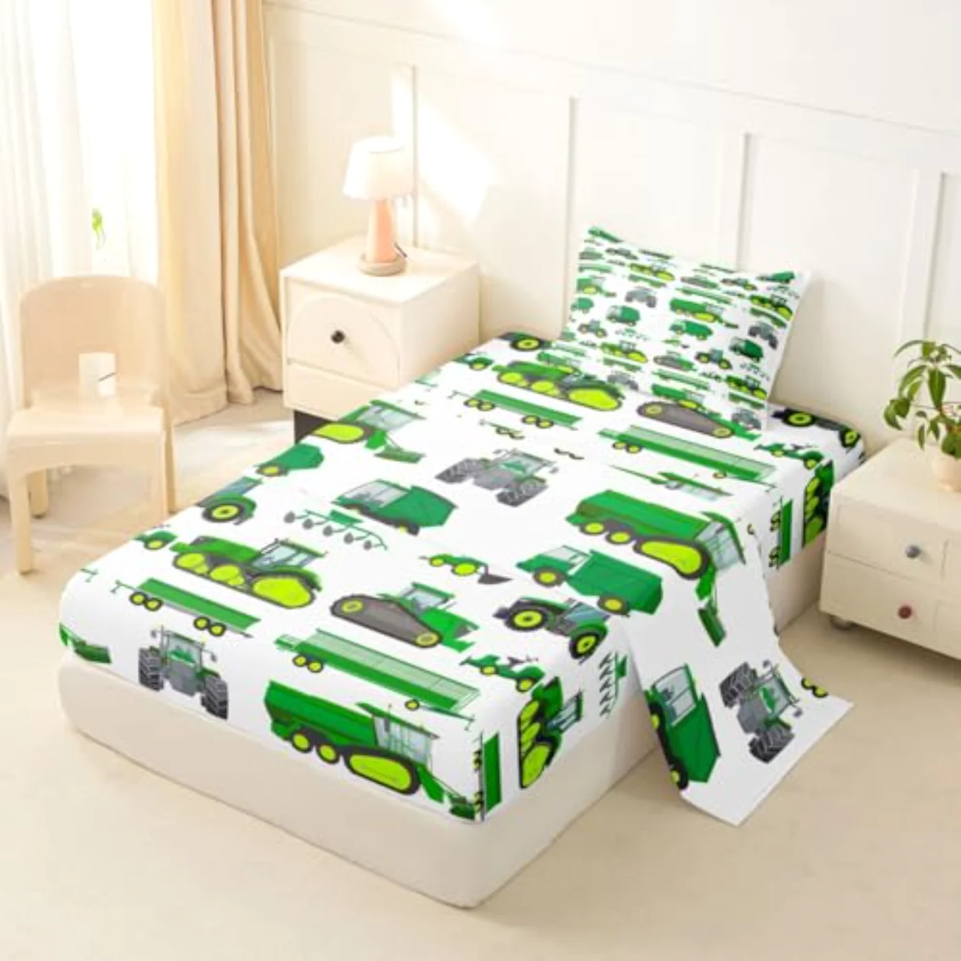Tractor Sheets Cartoon Construction Truck Sheet Set, Twin