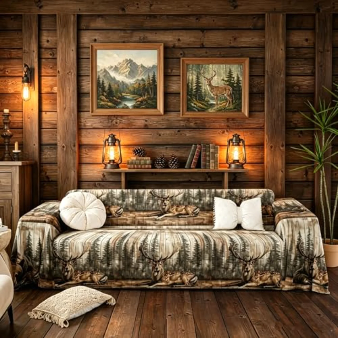 Rustic Moose Couch X Farmhouse Comforter Set