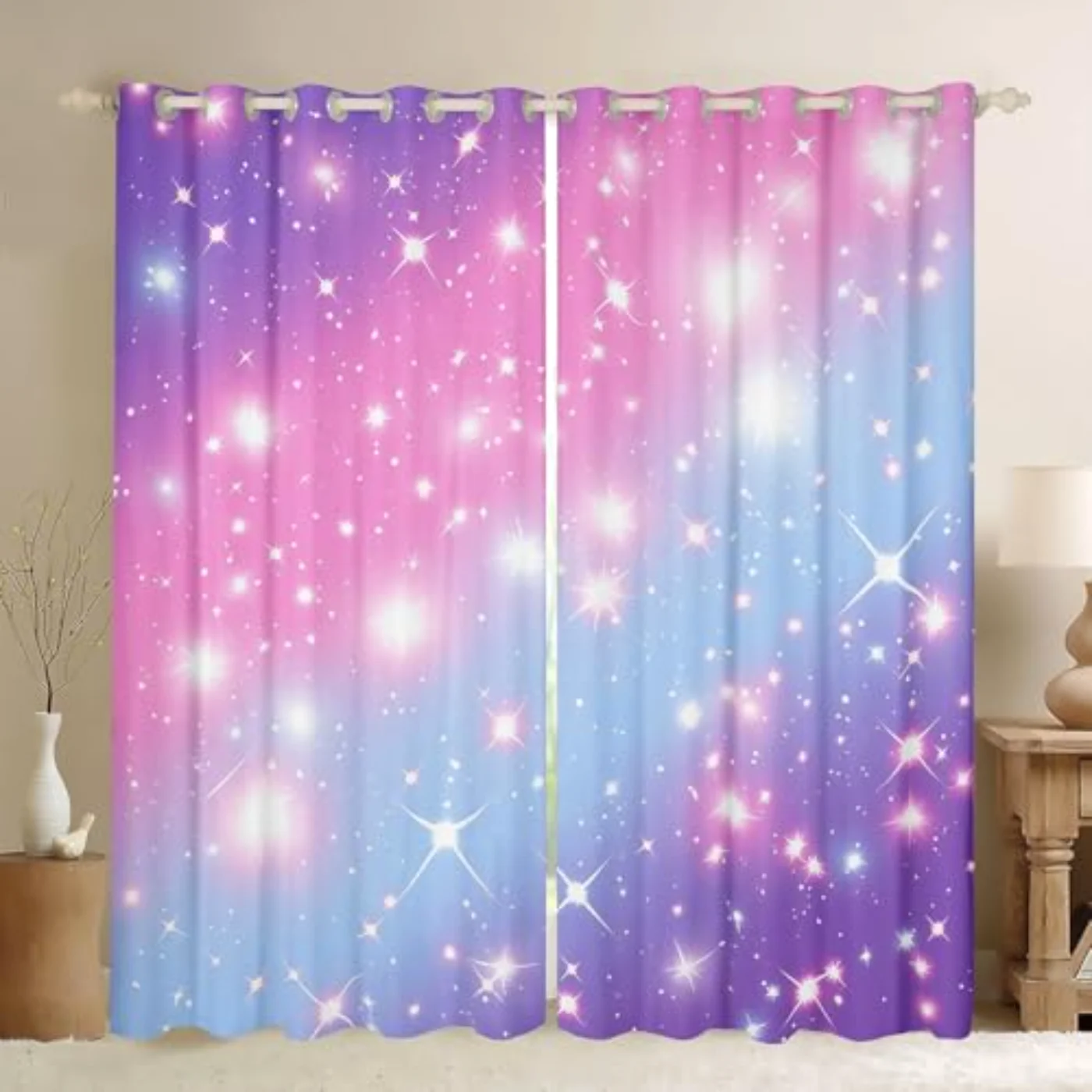 Gradient Glitter Curtains Girls Curtains