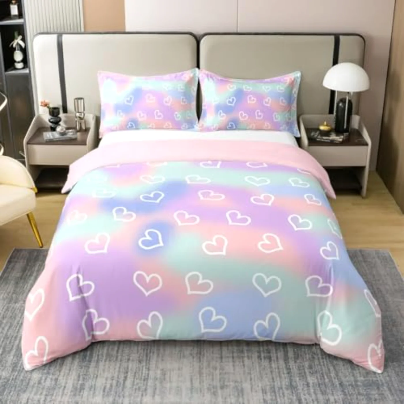 Rainbow Cotton Tie Dye Pastel Duvet Cover, Twin