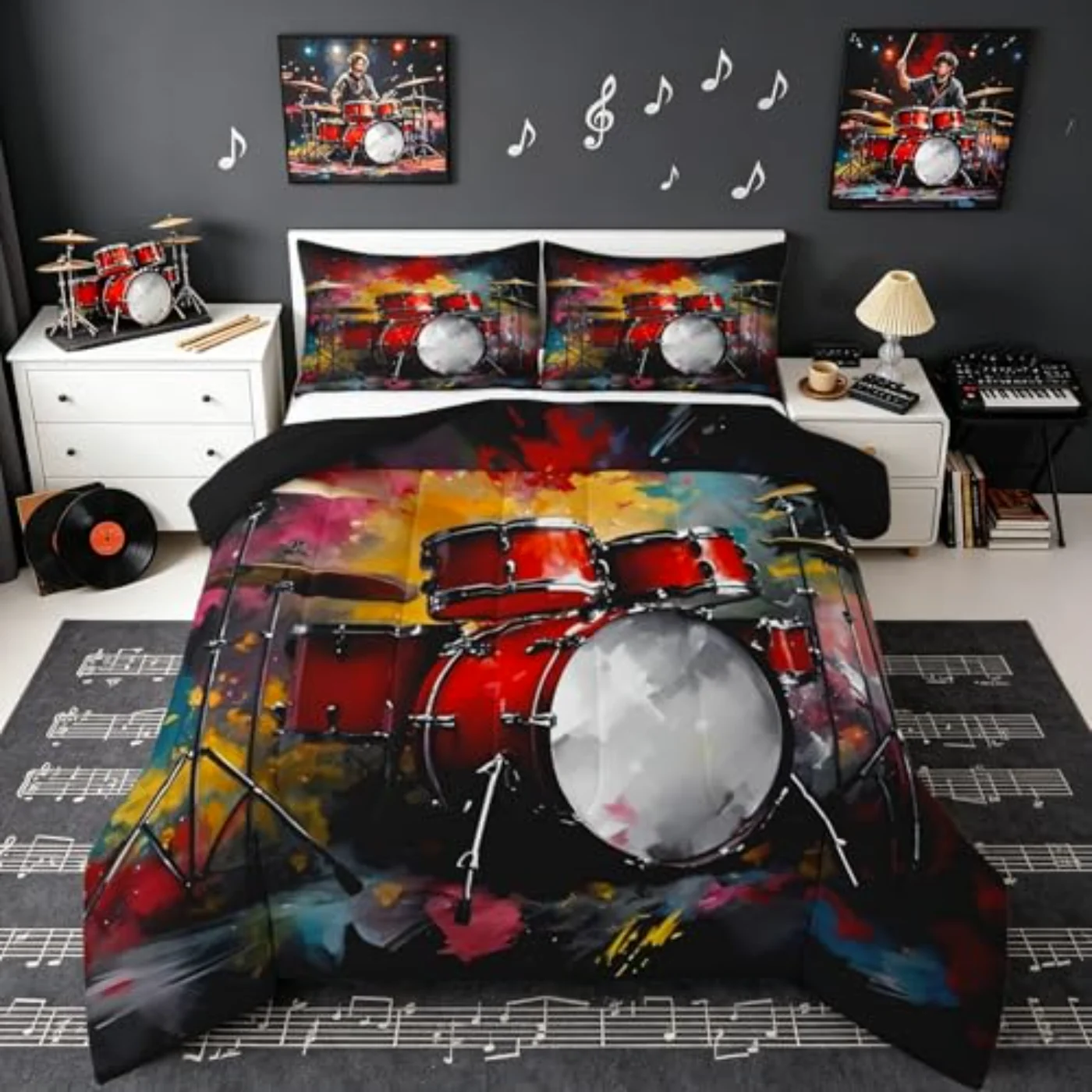 Drum Kit D Print Kids Comforter Set, Full