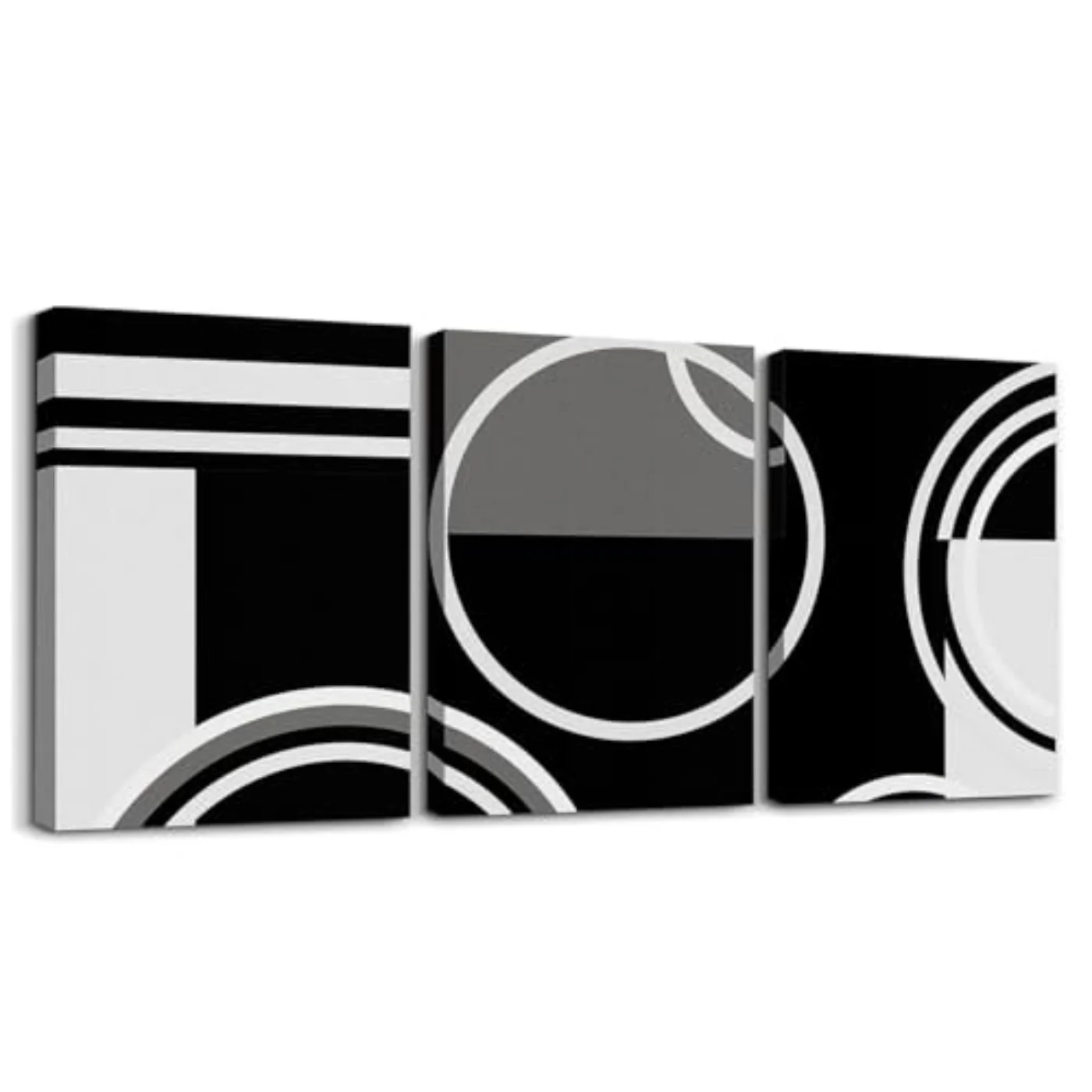 Modern Grey Black Striped Wall Wall, Black