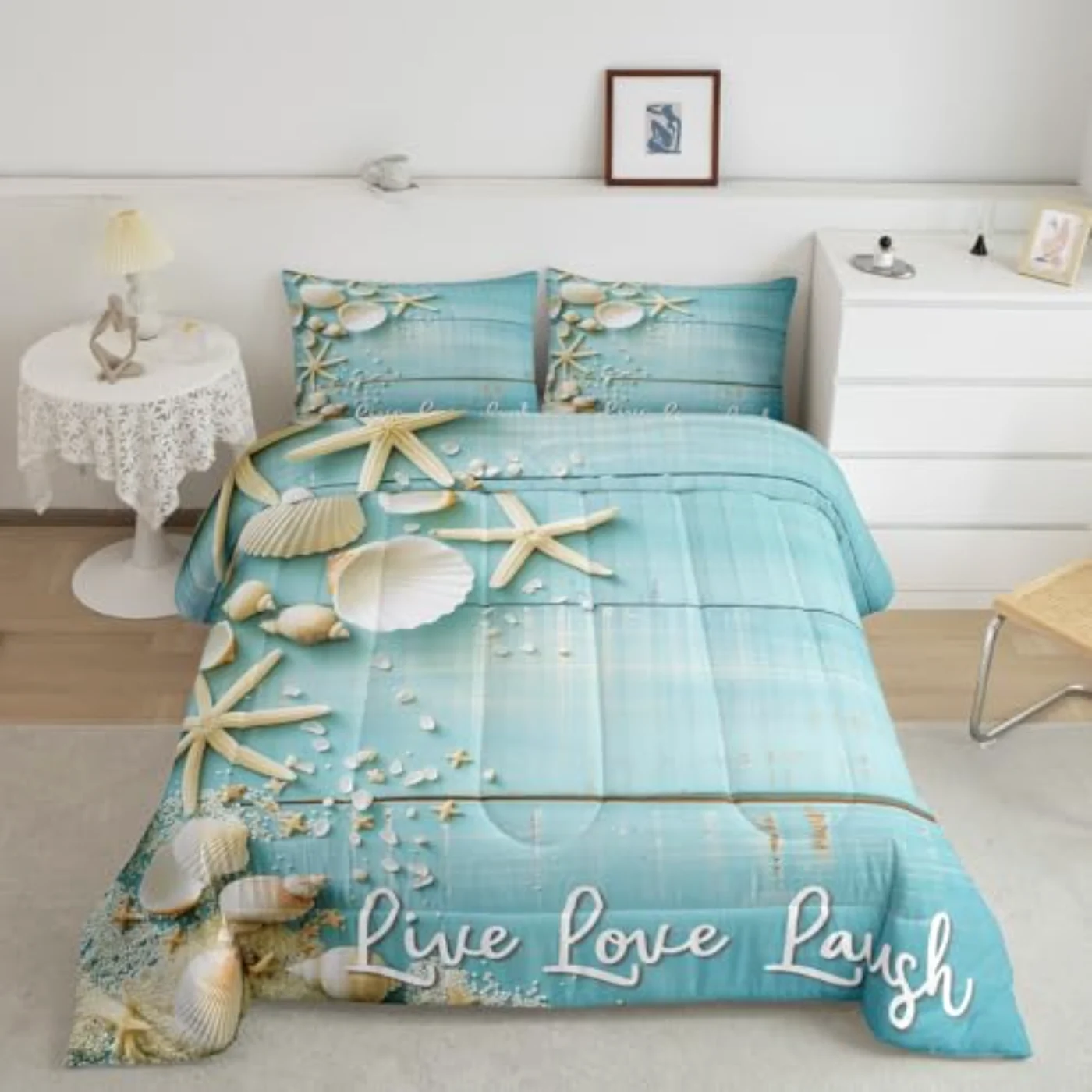 Starfish Seashell Comforter Set, Twin