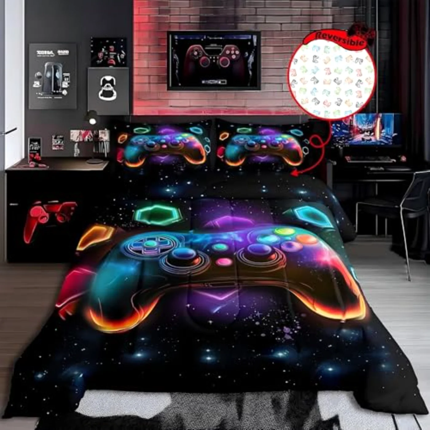 Game Consoles Boys Gamer Gifts Comforter Set, Twin