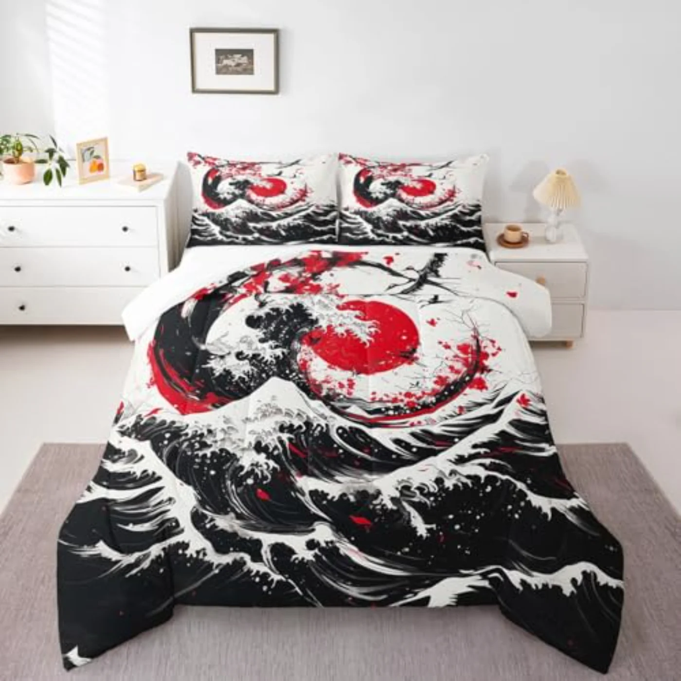 Japanese Wave Comforter Set, Twin