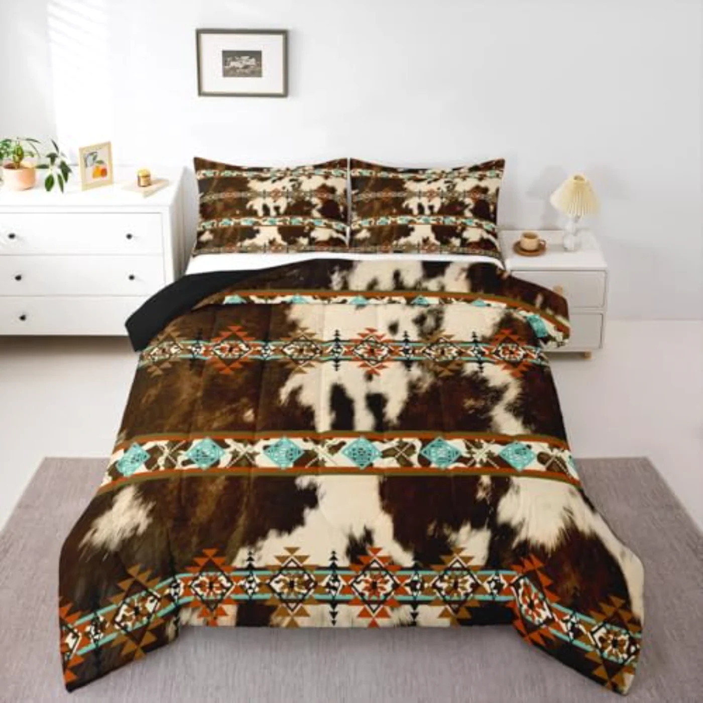 Cowhide Western Comforter Set, King