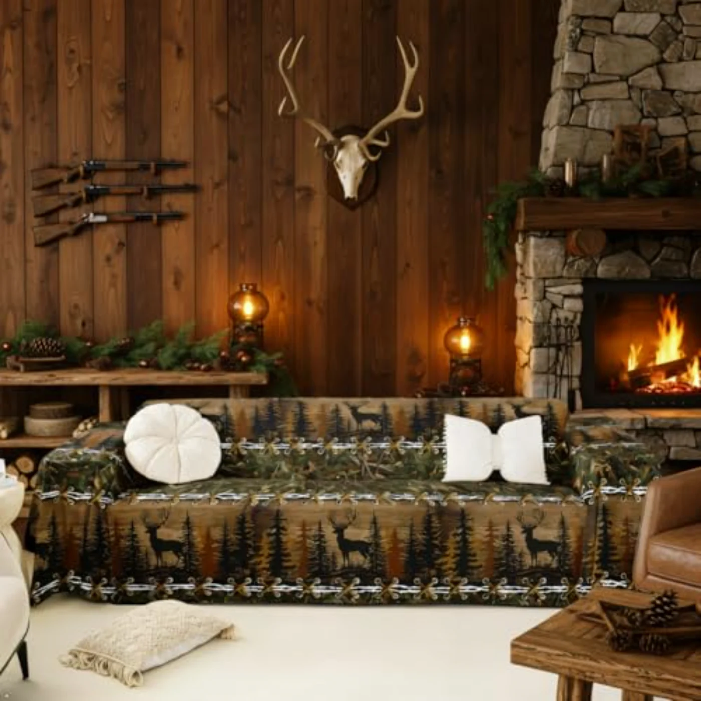 Deer Sofa Slipcover Country Camo Comforter Set