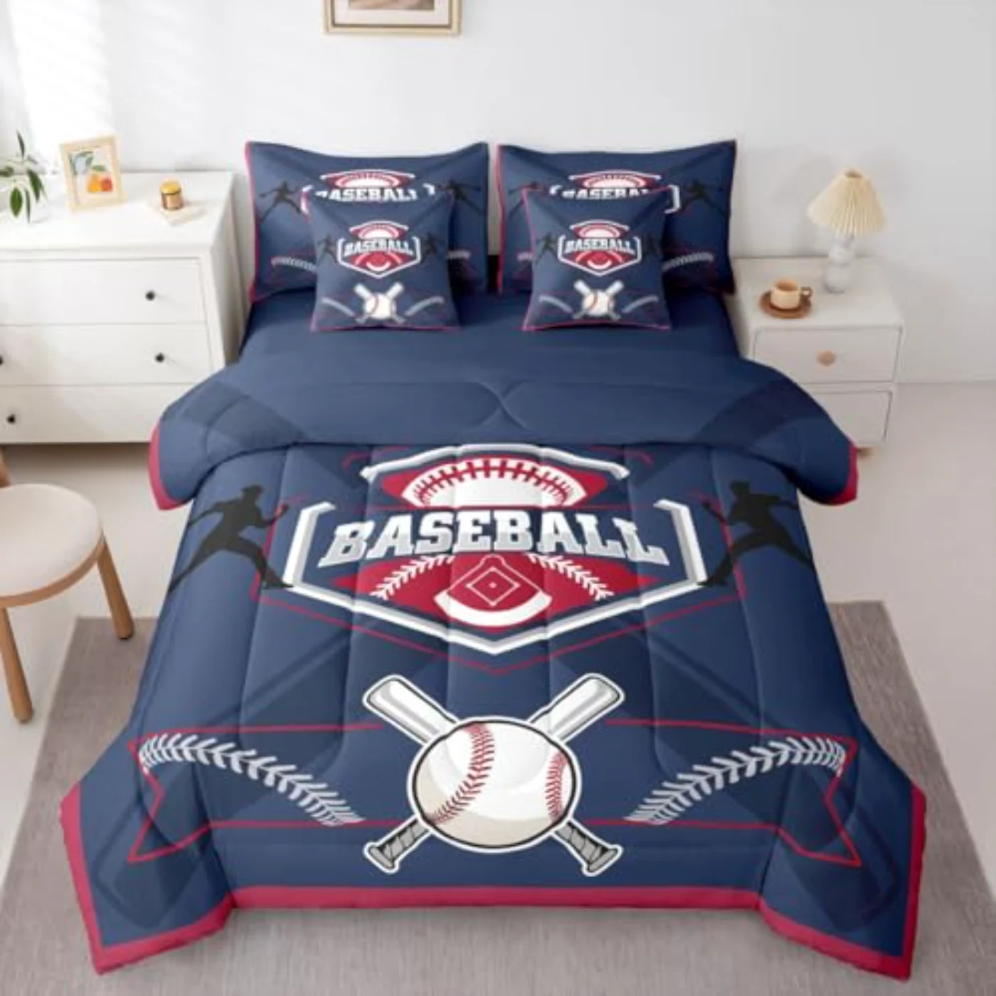 - Baseball Kids Boys Comforter Set, Queen