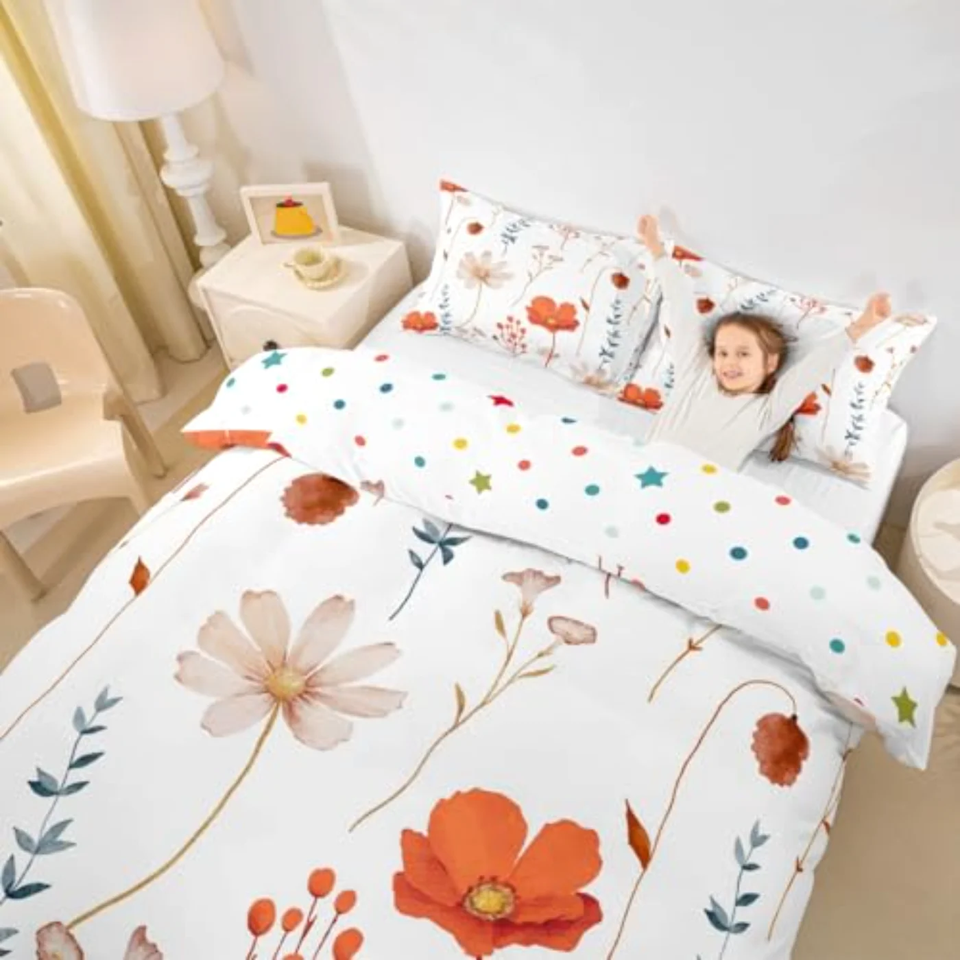 Watercolor Flower Duvet Cover, Queen