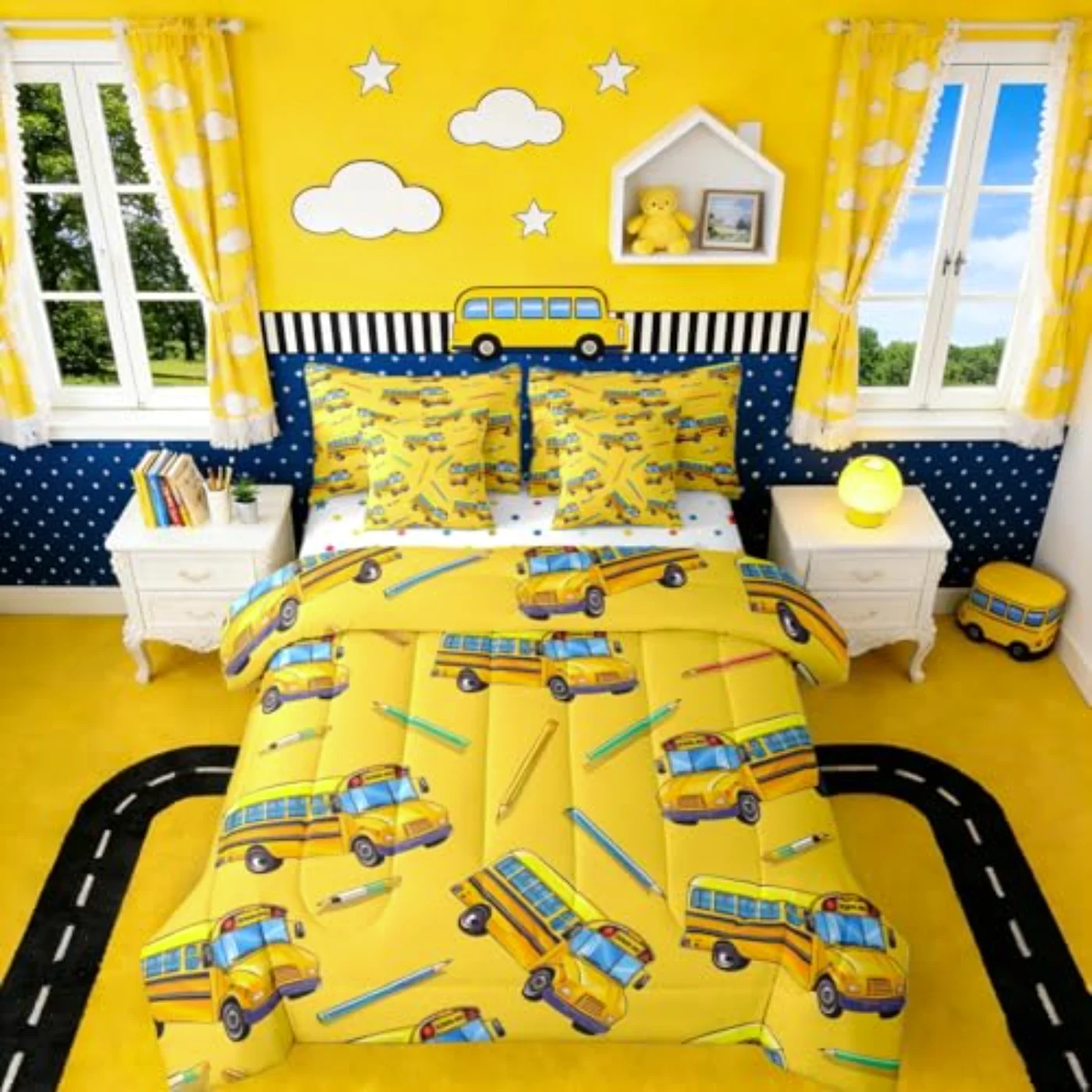 School Bus Comforter Set, Twin