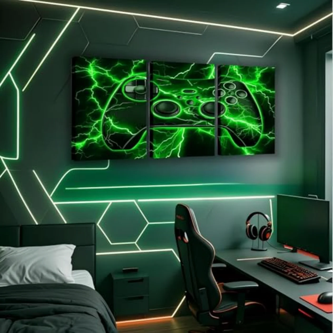 Gamer Canvas Wall Art Wall Hanging, Black