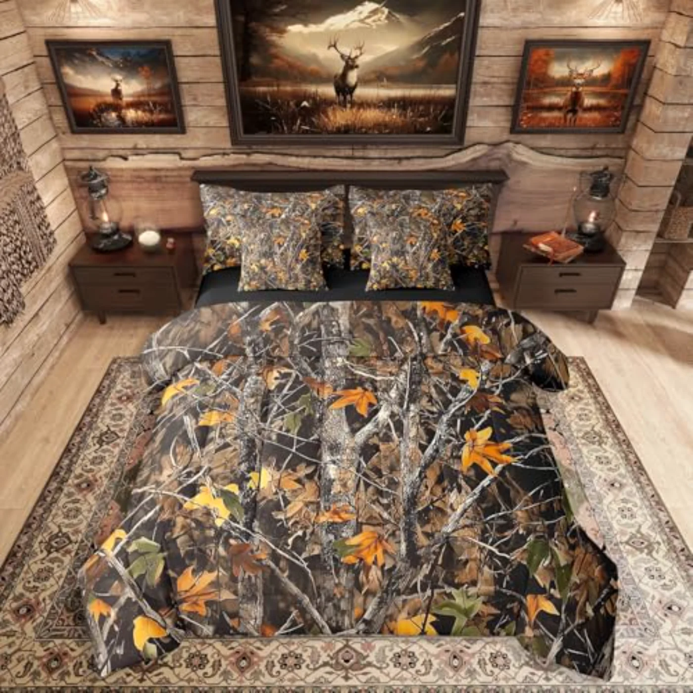 Camo Rustic Farmhouse Camouflage Sheets Comforter Set, King