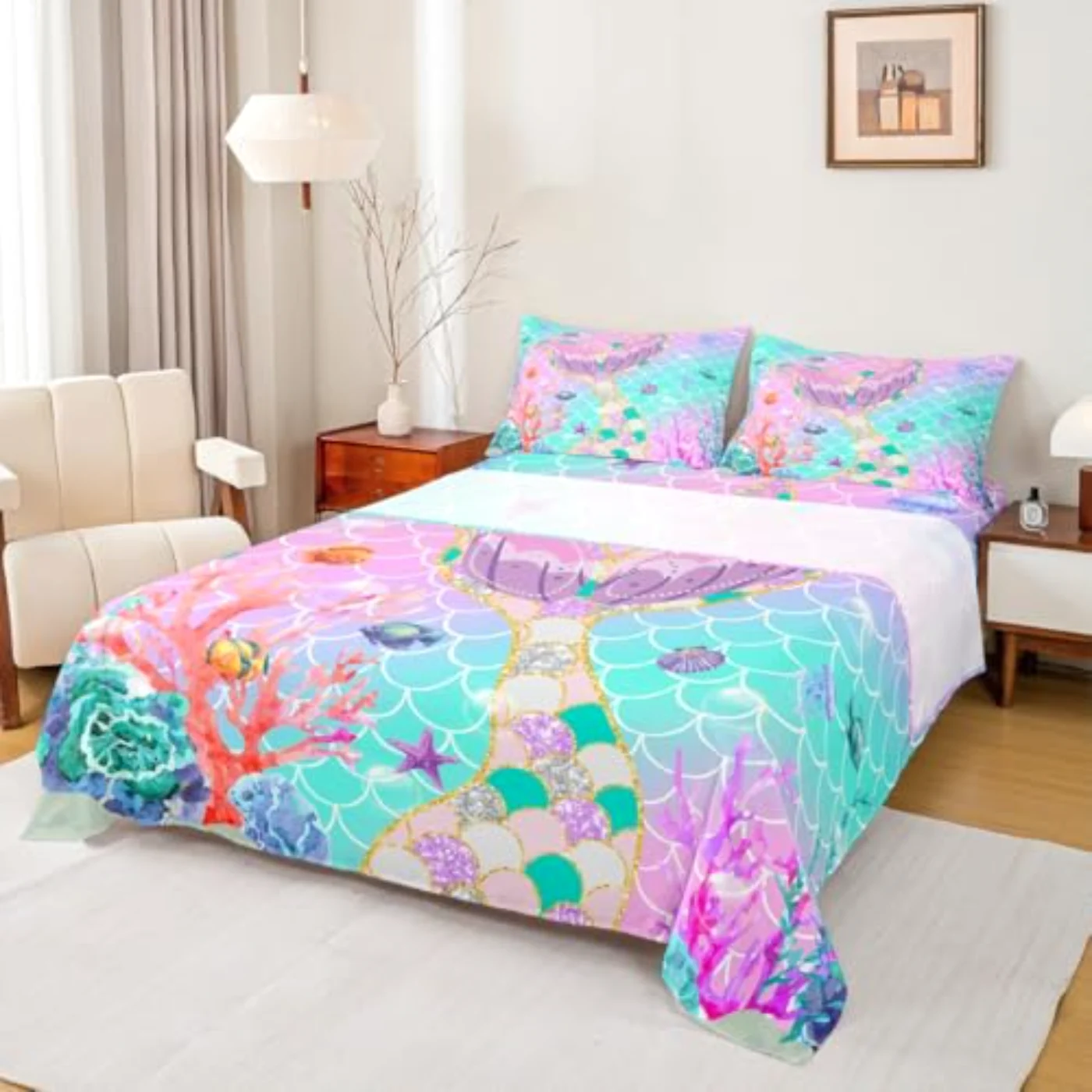 Mermaid Tail Fitted Sheet Set, Full