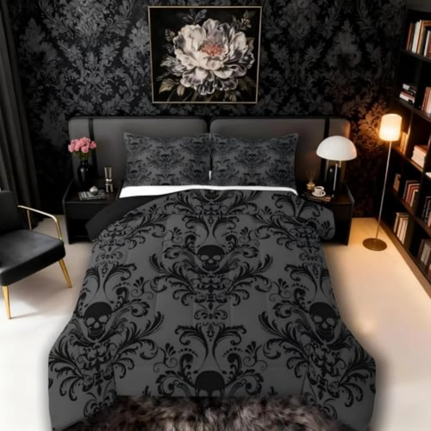 Adults Black Damask Antique Victorian (L7GS)