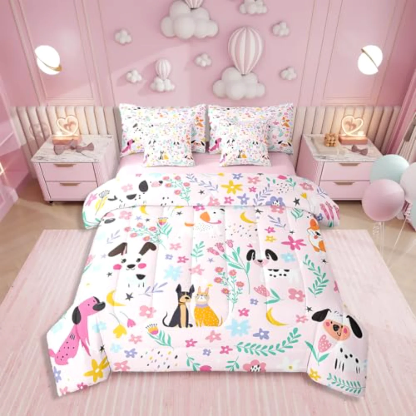Cartoon Dog In Bag Shee Comforter Set, Twin