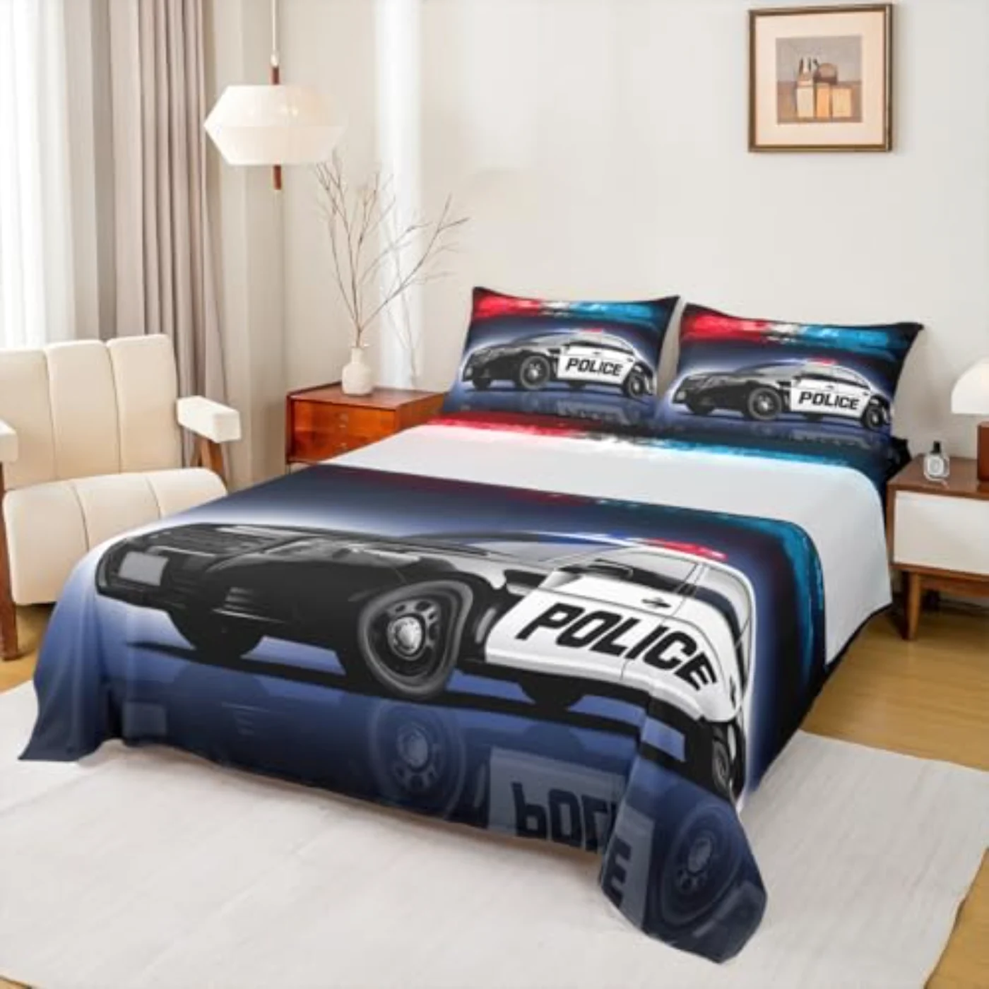 Boys Police Car Kids Children Sheet Set, Twin