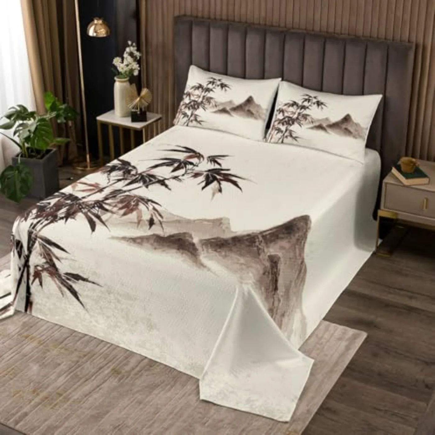 Exotic Oriental Japanese-Style Coverlet Quilt, Queen