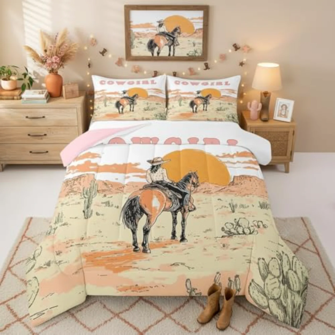 Western Cowgirl Comforter, Rust & Terracotta