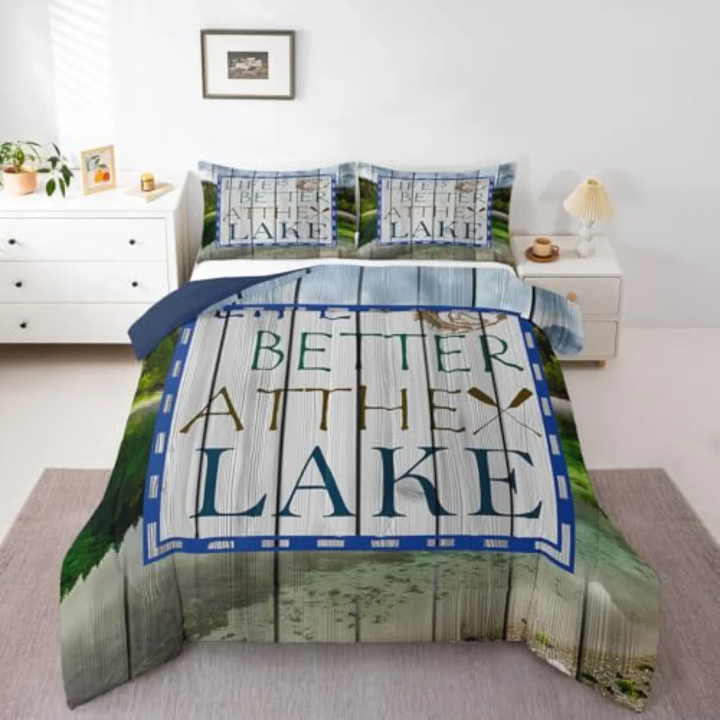 Fishing Bass Fish Life Is Comforter Set, Queen