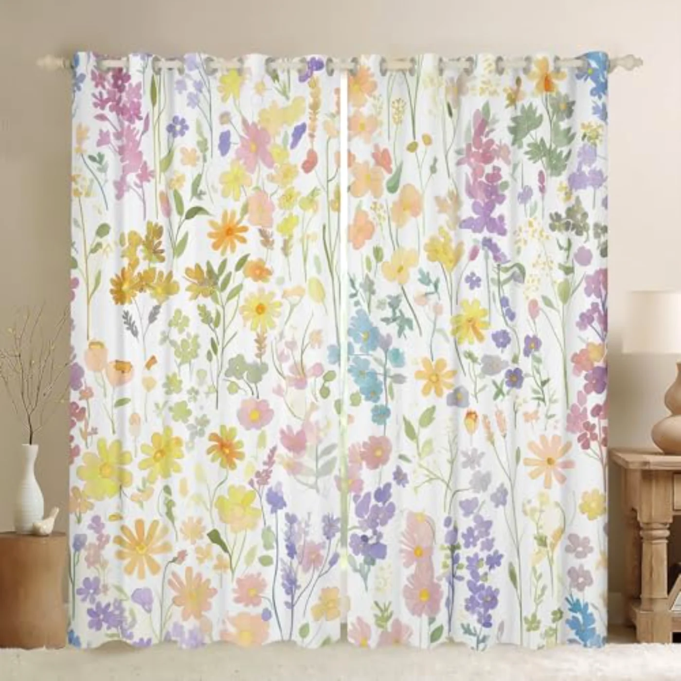 Cute Rainbow Flower Curtains Girls Curtains