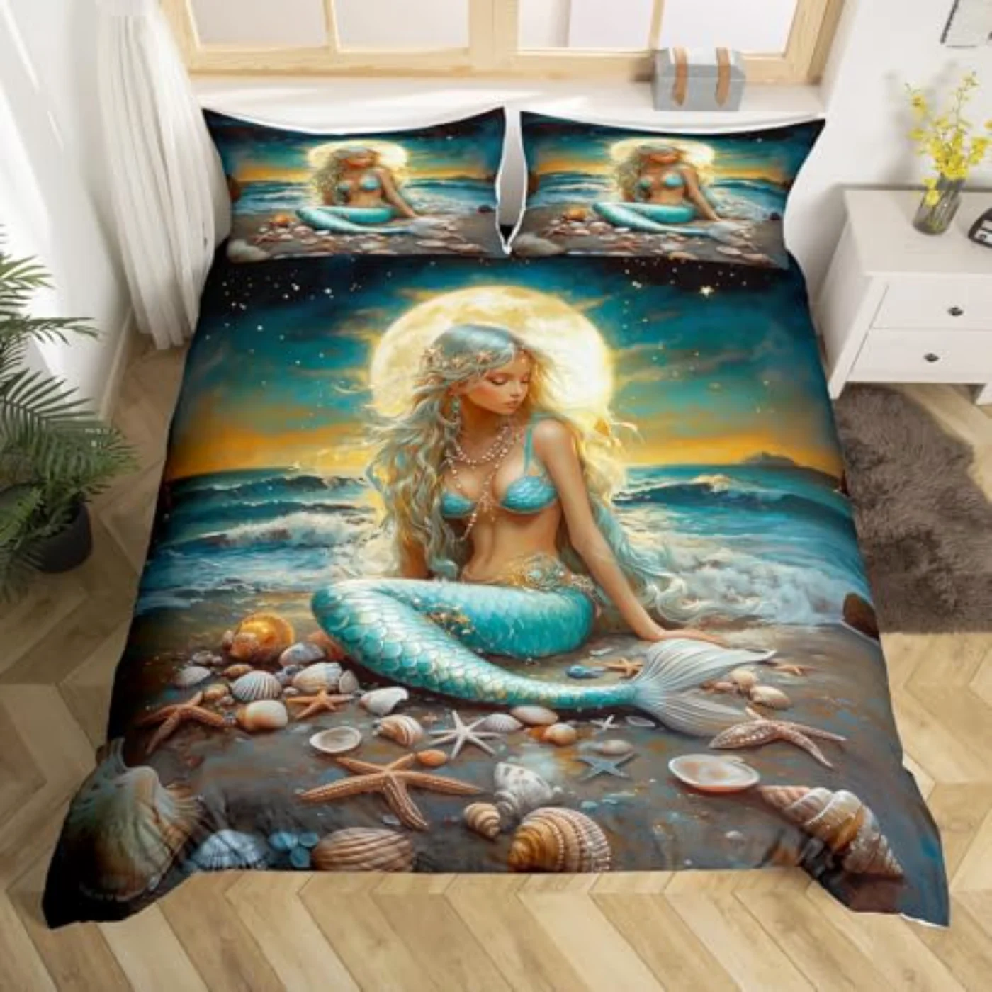 Mermaid Princess Girl Adults Men Duvet Cover, Queen