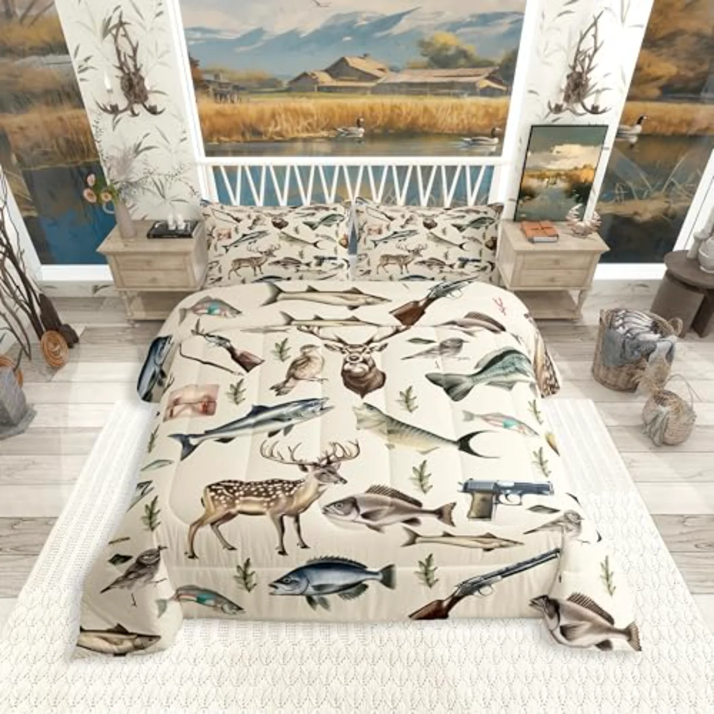 Hunting Fishing Comforter Set, Twin