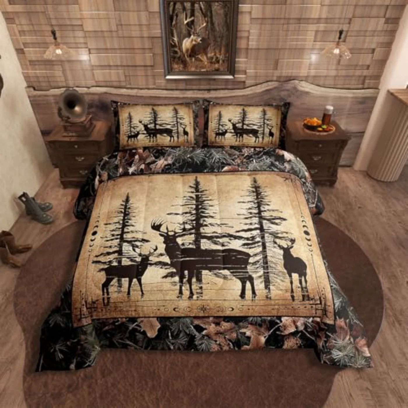 Camo Deer Kids Boys Teen Quilt, Queen