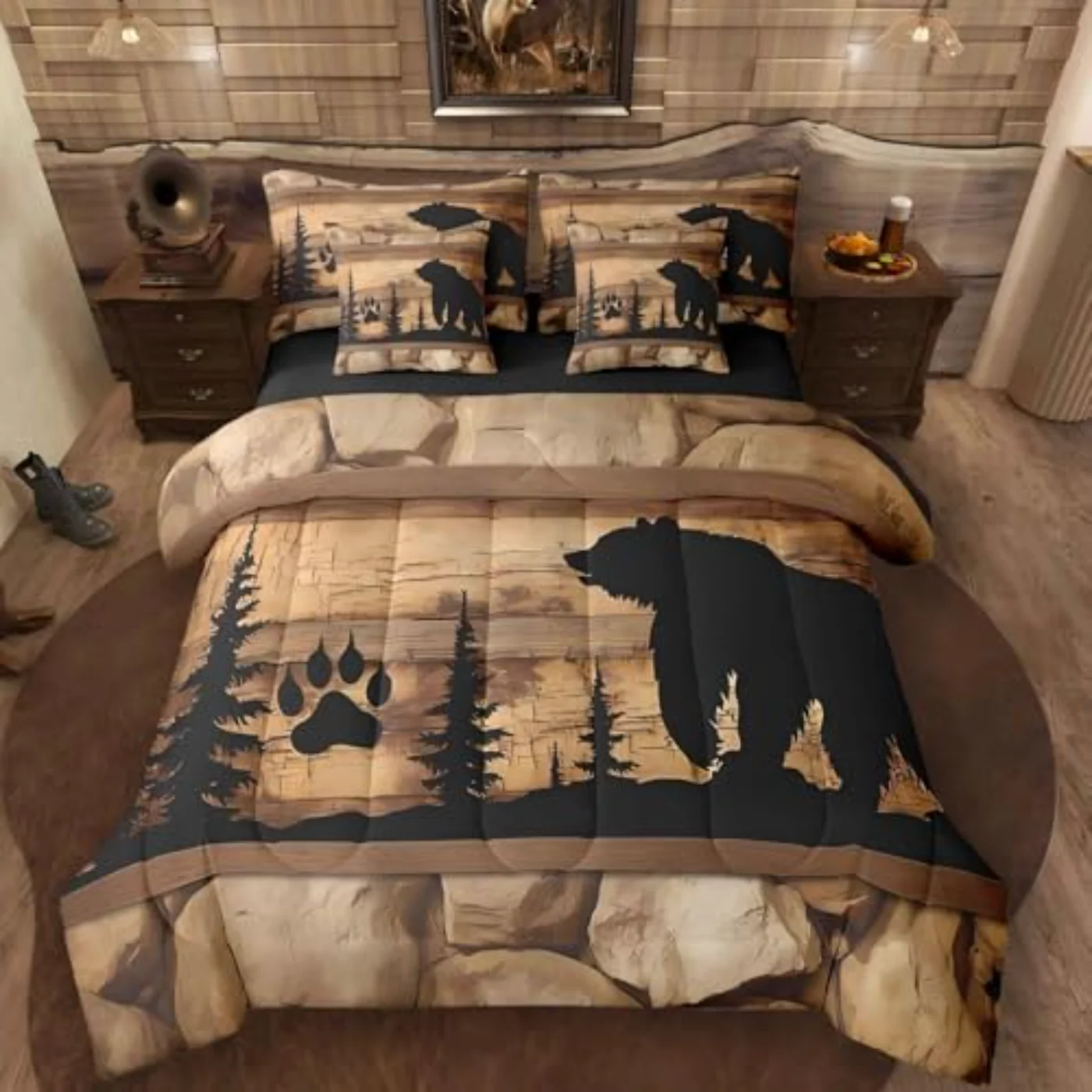 Black Bear In Bag Comforter Set, King