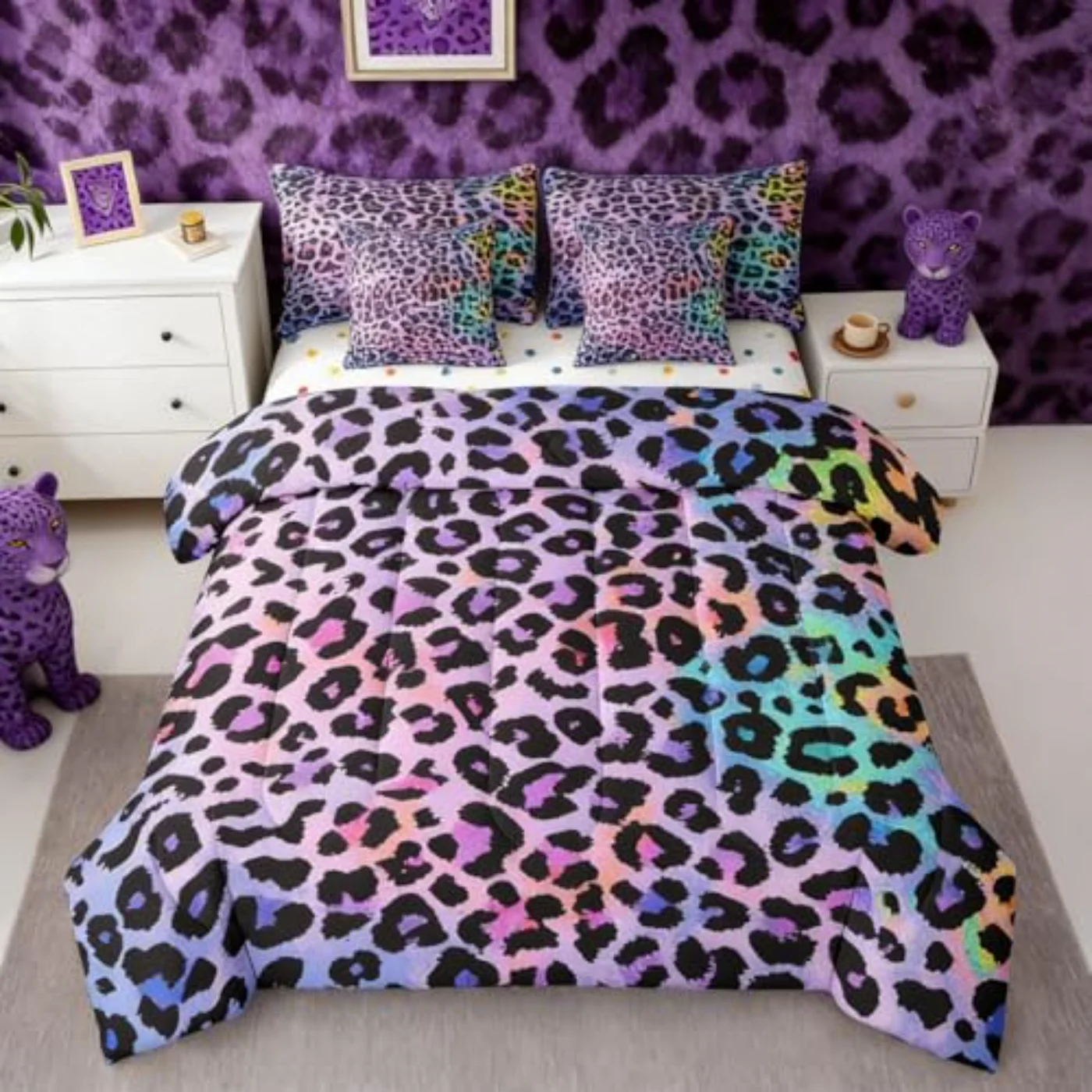 Purple Leopard Print Sheets Watercolor (QHQ5)