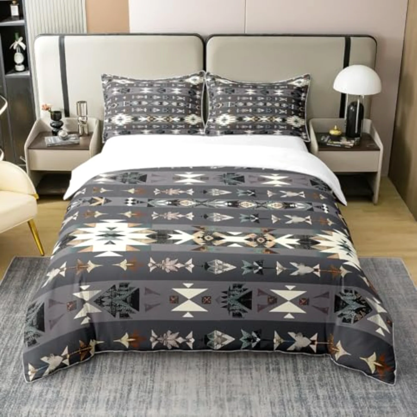 Natural Cotton Aztec Duvet Cover, King
