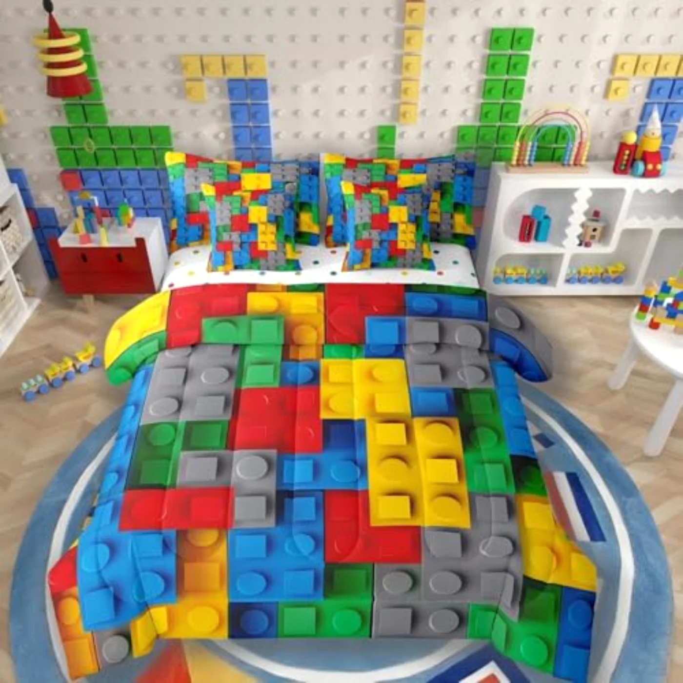 D Building Blocks In Bag Comforter Set, Full