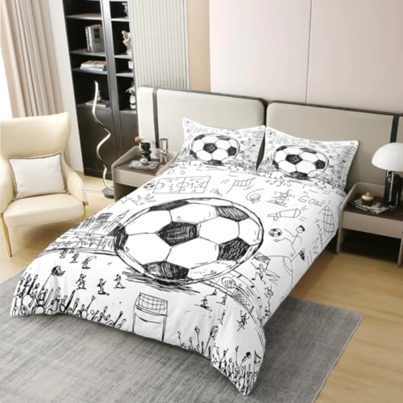 Organic Cotton Football Duvet Cover, Twin