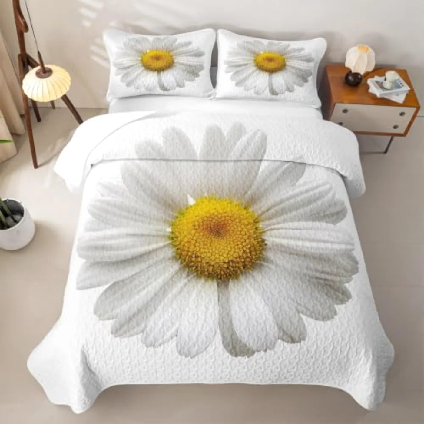 Daisy Flowers D Florals Simple Quilt, King