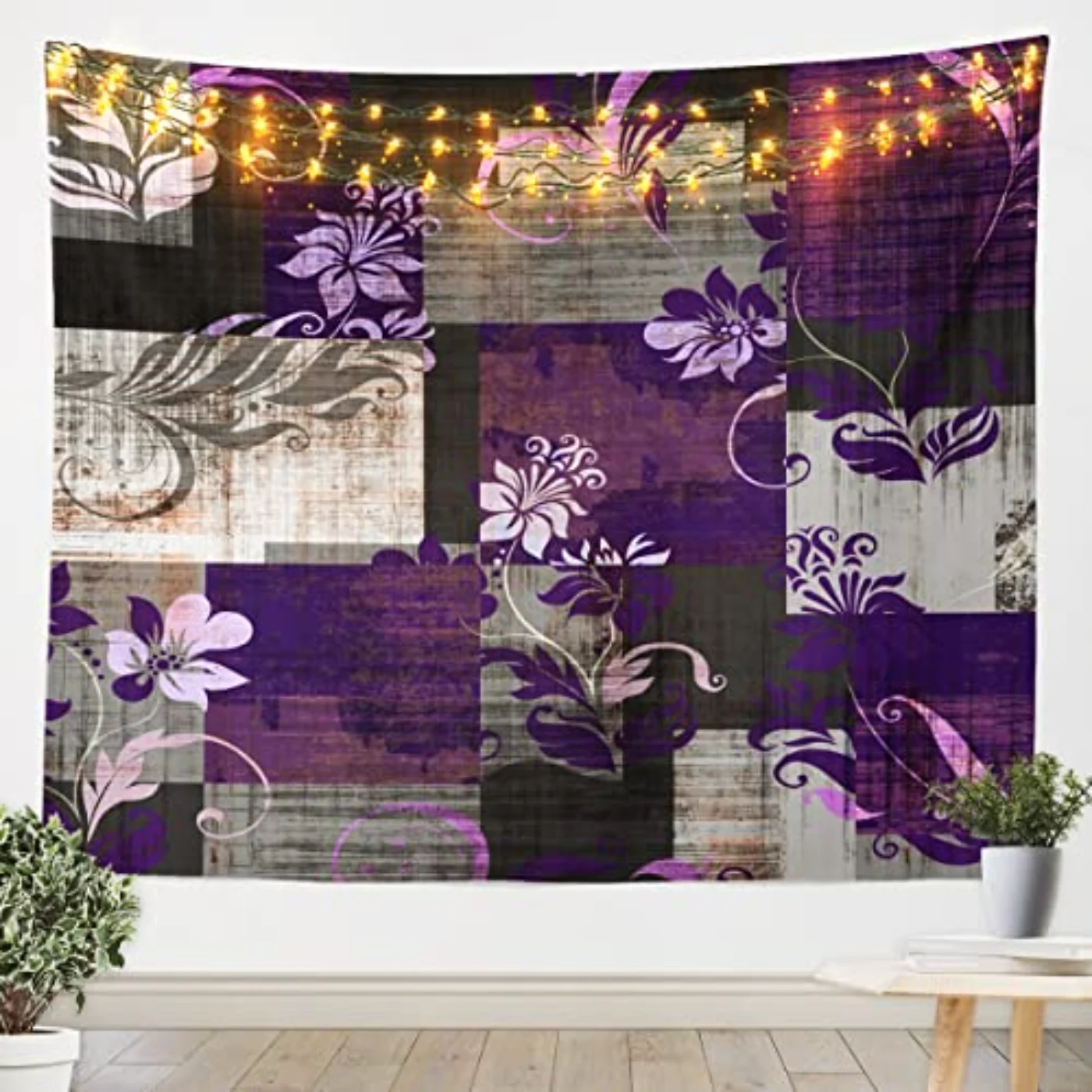 Modern Floral Patchwork Wall Hanging