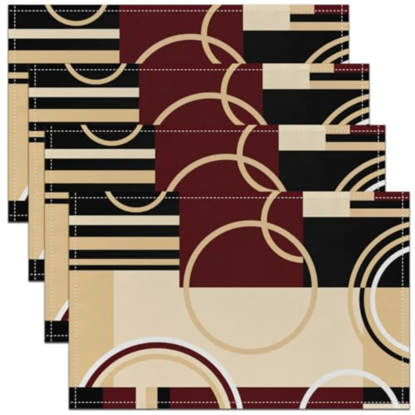 Modern Geometric Table Mats Red Table Linen