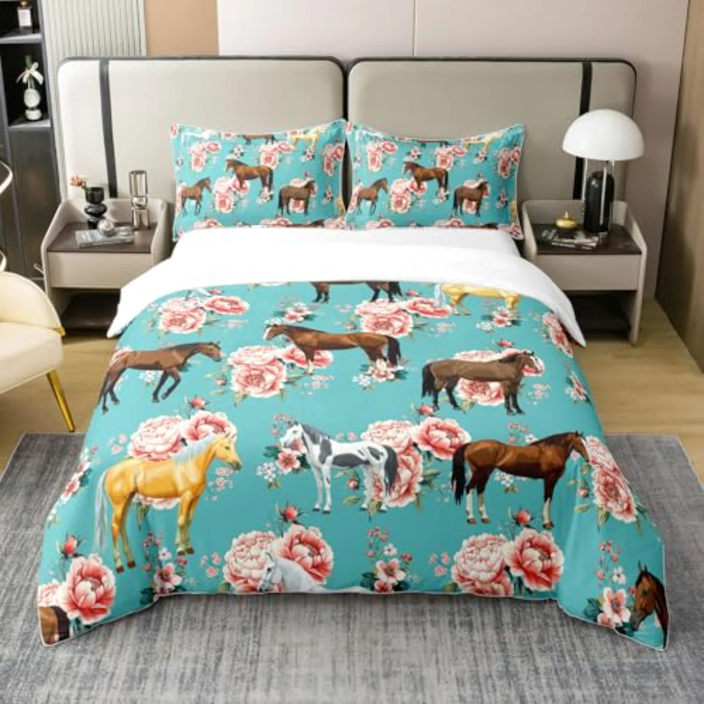 Organic Cotton Kids Horse Chic Duvet Cover, Twin