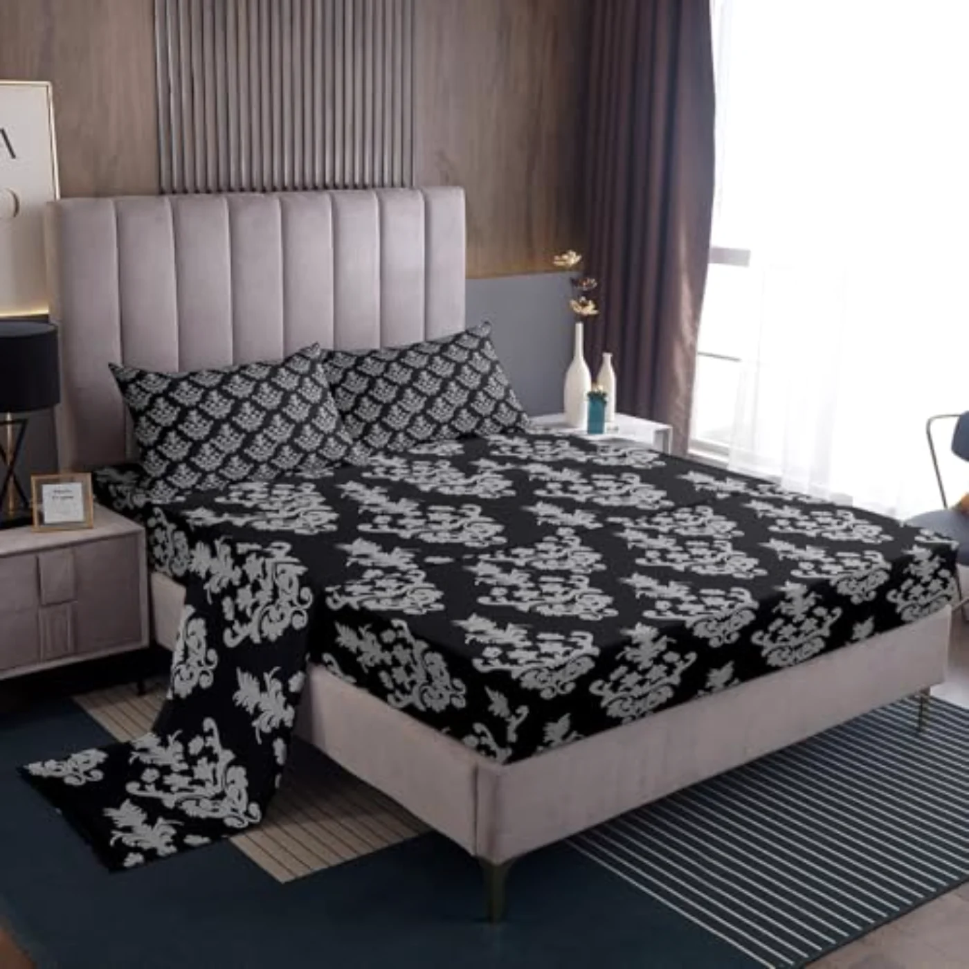 Gothic Adults Damask Sheets Sheet Set, Twin