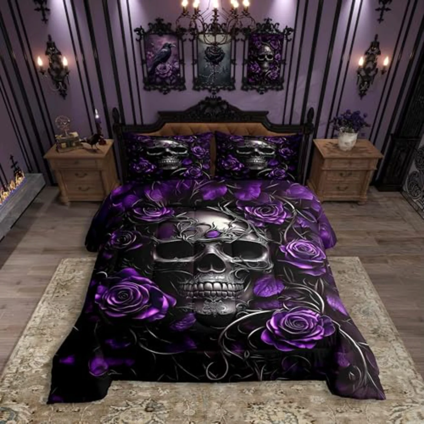 Gothic Skull Adluts Kids Teens Comforter Set, King